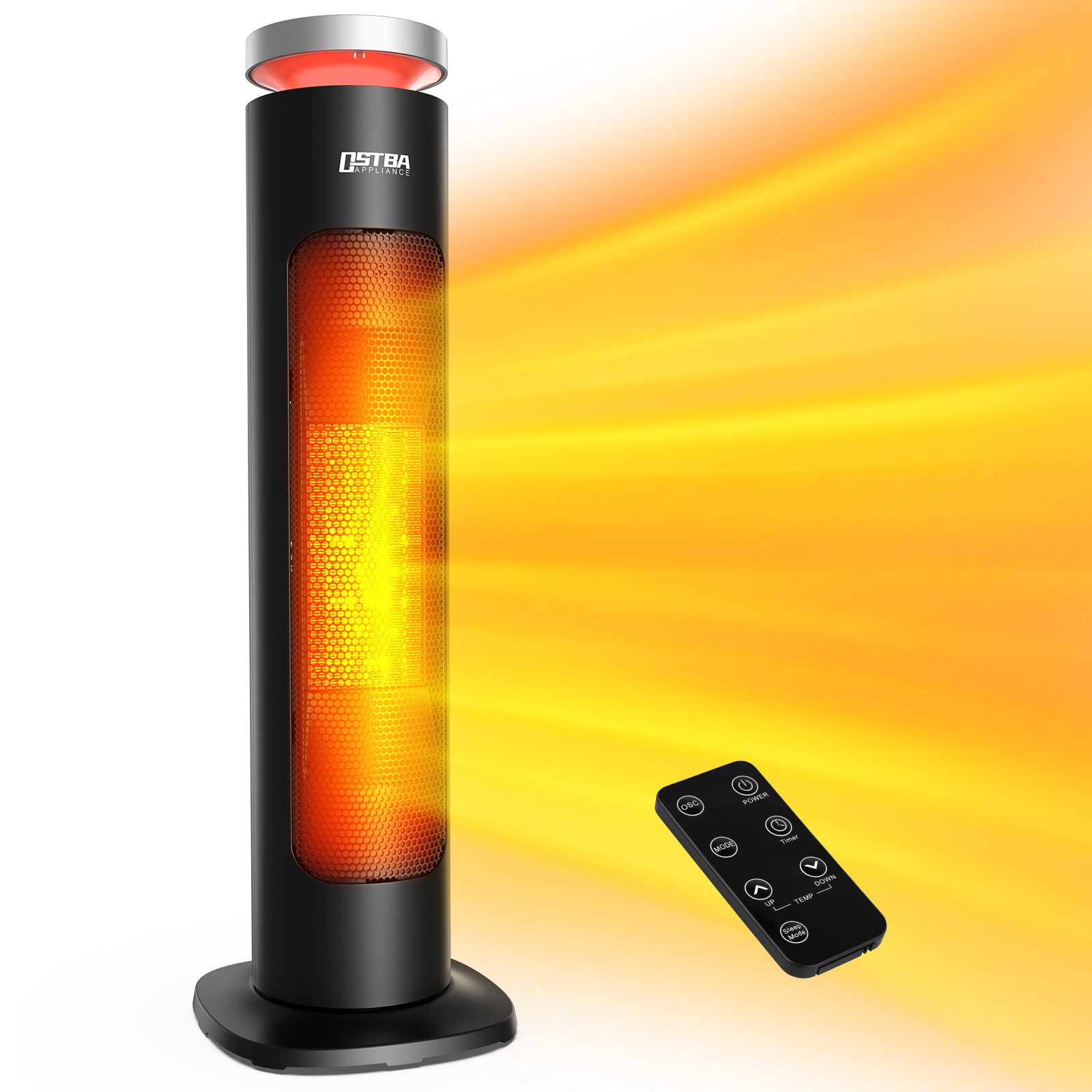 Electric Heating 2000w, Remote Control, 12 hour timer, Ceramic Heater, 70° Oscillation