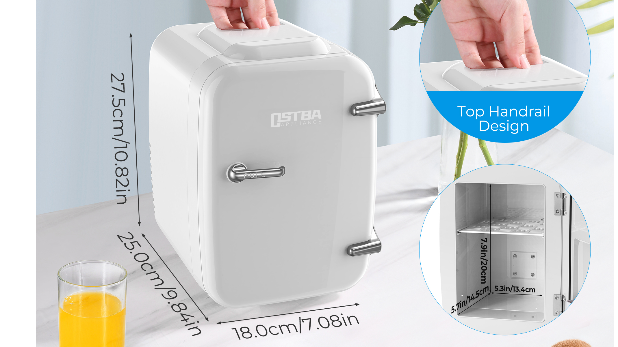 4L Mini Fridge for Bedroom, Beverage, Office, White